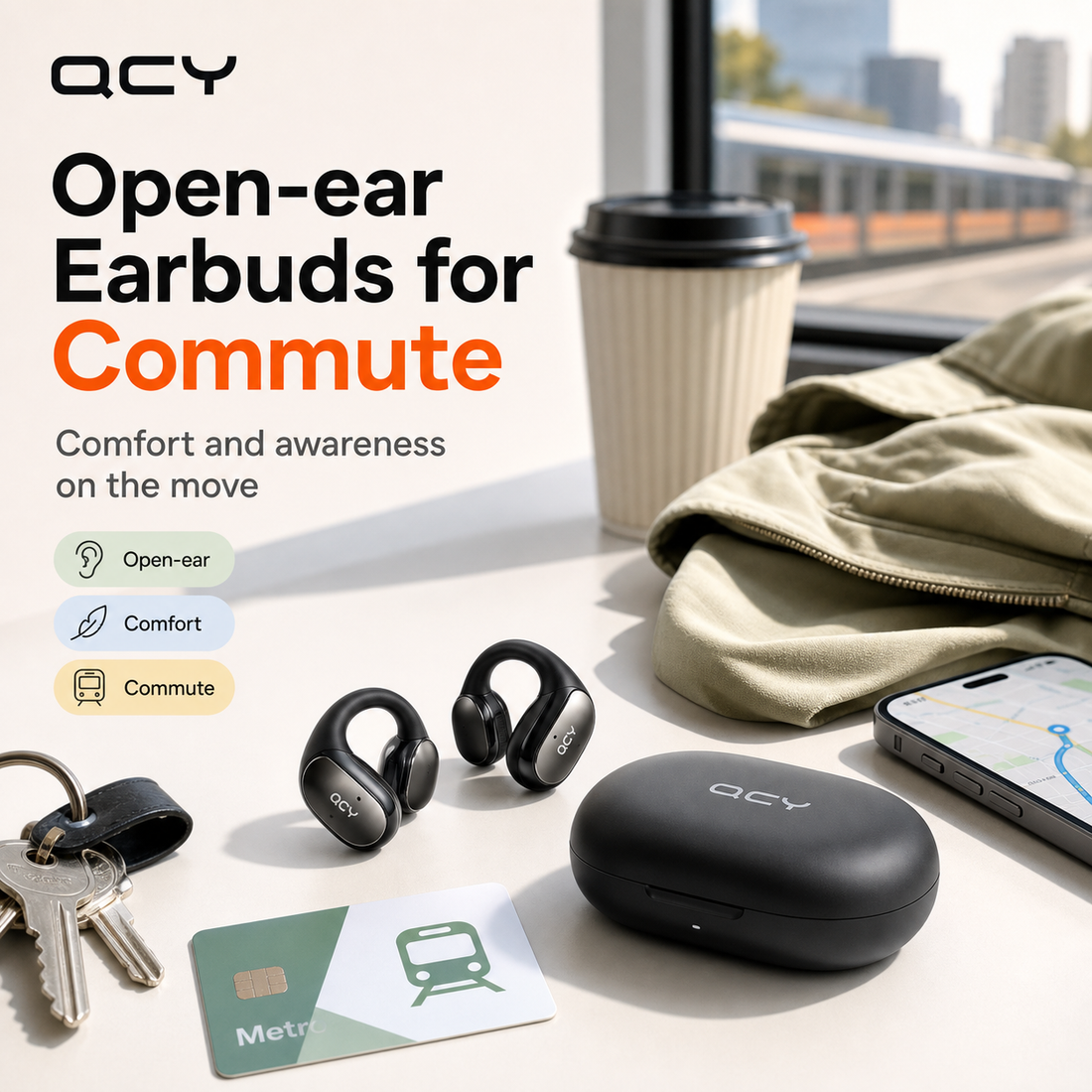 QCY Crossky C50 open-ear earbuds for commute