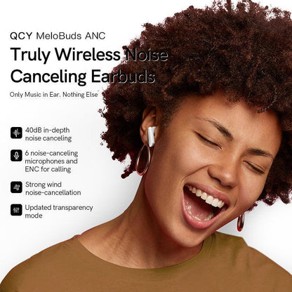 QCY MeloBuds ANC Wireless Earbuds, 40dB Hybrid ANC, 30H Playtime