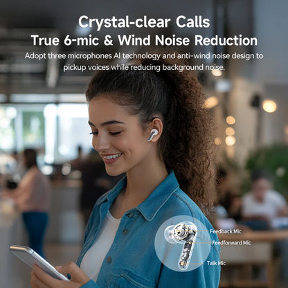 QCY MeloBuds N50 Wireless Earbuds, 45dB Hybrid ANC, 28H Playtime